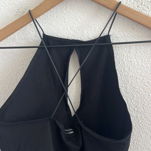 ASOS Design Keyhole Front Strappy Back Low Back Thong Bodysuit Black US 4 - Picture 5 of 7